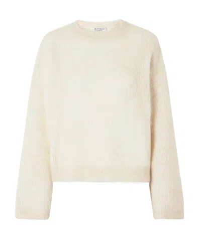 Brunello Cucinelli Crew Neck Long-sleeved Sweater In Gray