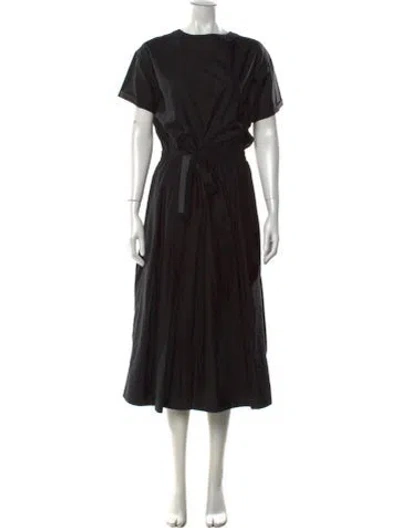 Pre-owned Brunello Cucinelli Crew Neck Midi Length Dress In Black