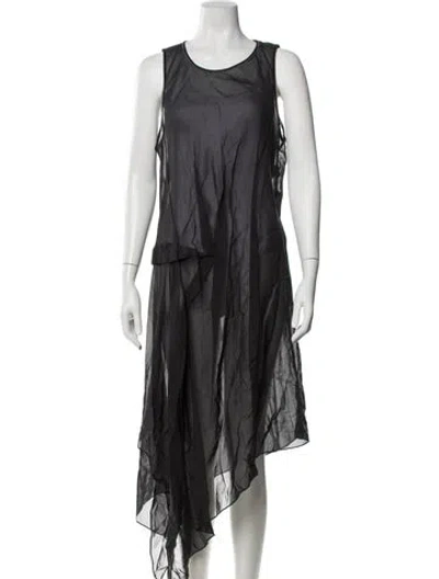 Pre-owned Brunello Cucinelli Crew Neck Midi Length Dress In Black