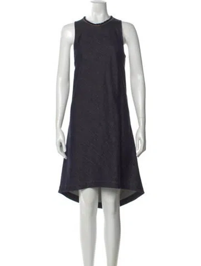 Pre-owned Brunello Cucinelli Crew Neck Midi Length Dress In Blue