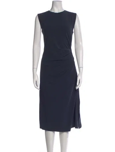 Pre-owned Brunello Cucinelli Crew Neck Midi Length Dress In Blue
