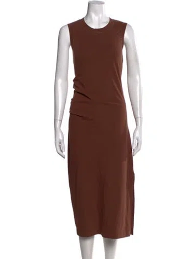 Pre-owned Brunello Cucinelli Crew Neck Midi Length Dress In Brown