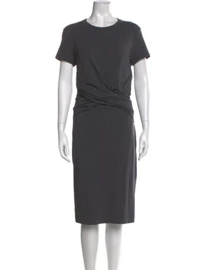 Pre-owned Brunello Cucinelli Crew Neck Midi Length Dress In Gray
