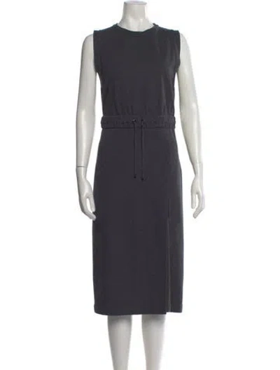 Pre-owned Brunello Cucinelli Crew Neck Midi Length Dress In Gray