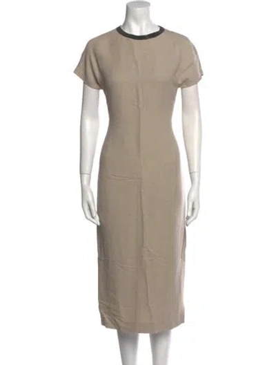 Pre-owned Brunello Cucinelli Crew Neck Midi Length Dress In Neutral