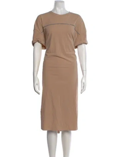Pre-owned Brunello Cucinelli Crew Neck Midi Length Dress In Neutral