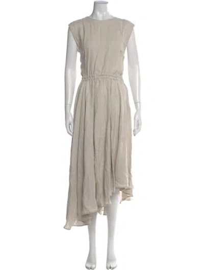 Pre-owned Brunello Cucinelli Crew Neck Midi Length Dress In Neutral