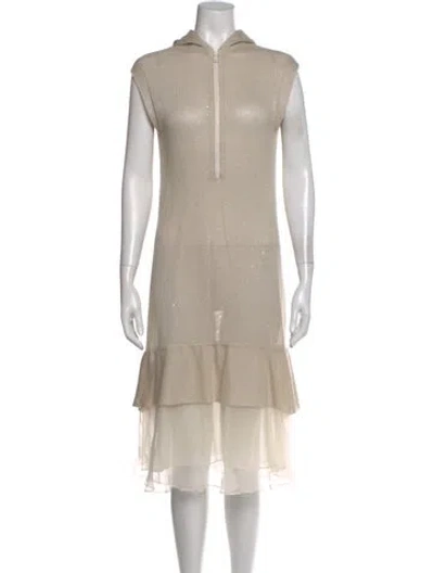 Pre-owned Brunello Cucinelli Crew Neck Midi Length Dress In Neutral