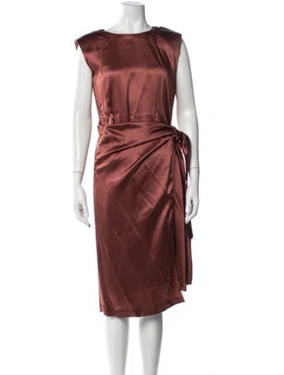 Pre-owned Brunello Cucinelli Crew Neck Midi Length Dress W/ Tags In Orange