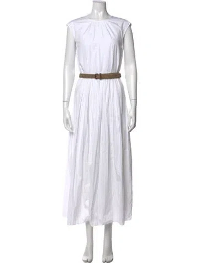 Pre-owned Brunello Cucinelli Crew Neck Midi Length Dress W/ Tags In White