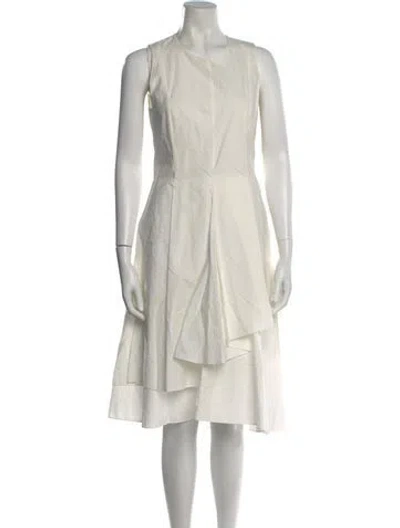 Pre-owned Brunello Cucinelli Crew Neck Midi Length Dress In White