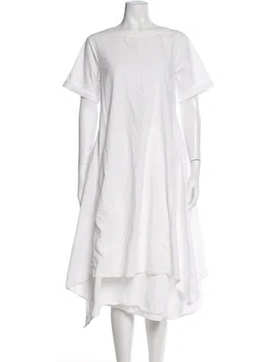 Pre-owned Brunello Cucinelli Crew Neck Midi Length Dress In White