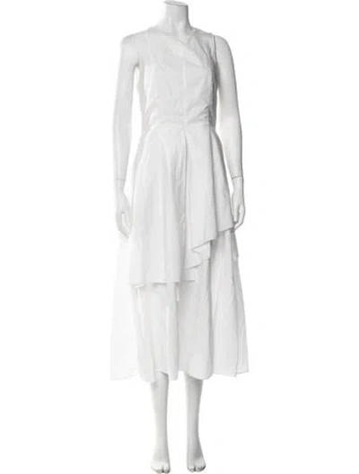 Pre-owned Brunello Cucinelli Crew Neck Midi Length Dress In White