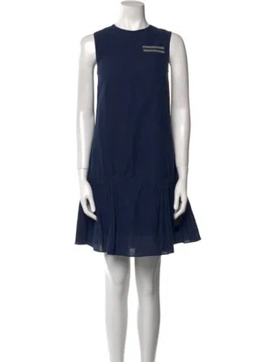 Pre-owned Brunello Cucinelli Crew Neck Mini Dress In Blue