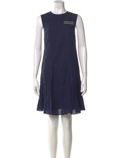 Pre-owned Brunello Cucinelli Crew Neck Mini Dress In Blue