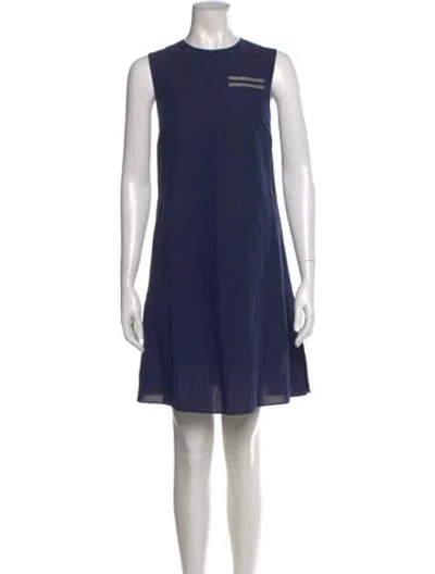 Pre-owned Brunello Cucinelli Crew Neck Mini Dress In Blue