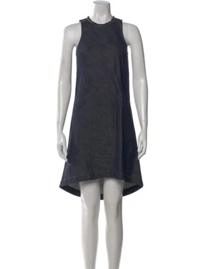 Pre-owned Brunello Cucinelli Crew Neck Mini Dress In Blue