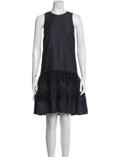 Pre-owned Brunello Cucinelli Crew Neck Mini Dress In Blue