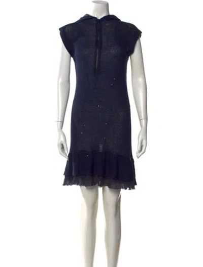 Pre-owned Brunello Cucinelli Crew Neck Mini Dress In Blue