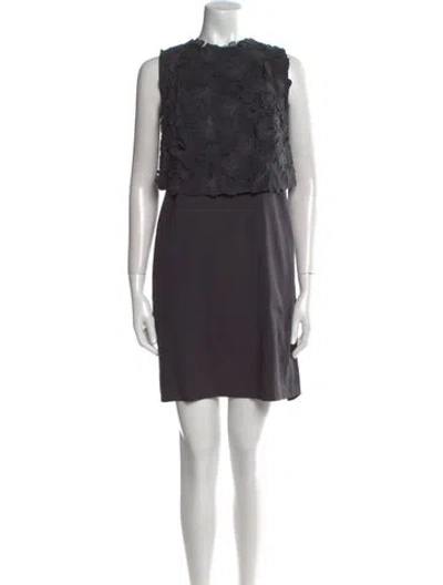 Pre-owned Brunello Cucinelli Crew Neck Mini Dress In Gray