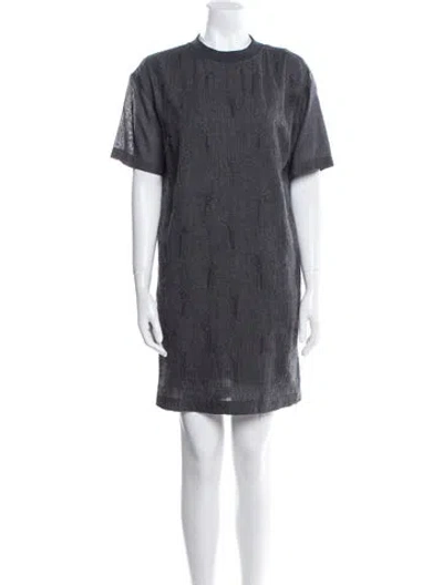 Pre-owned Brunello Cucinelli Crew Neck Mini Dress In Gray