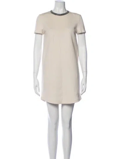 Pre-owned Brunello Cucinelli Crew Neck Mini Dress In Neutral