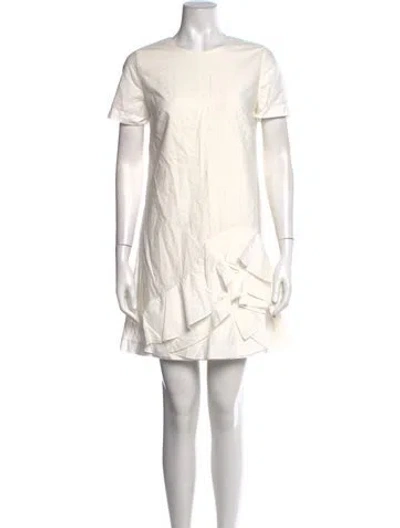 Pre-owned Brunello Cucinelli Crew Neck Mini Dress In White