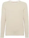 Brunello Cucinelli Crew-neck Ribbed-knit Jumper In Neutral