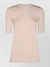 Brunello Cucinelli Ribbed Cotton Blend Crew Neck T-shirt In Beige