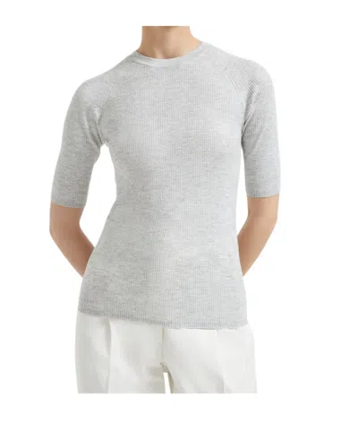 Brunello Cucinelli Crew Neck Short Sleeve Sweater In White