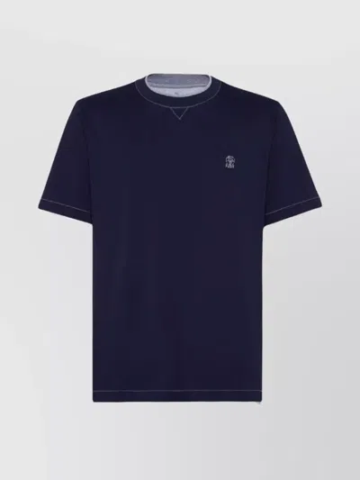 Brunello Cucinelli Crew Neck Short Sleeve T-shirt In Blue