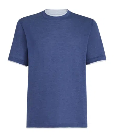 Brunello Cucinelli Crew-neck Short-sleeve T-shirt In Blue