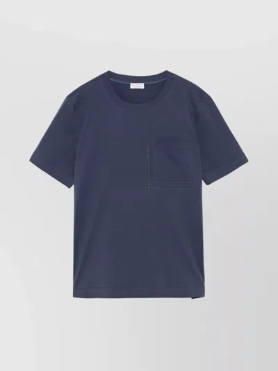 Brunello Cucinelli Crew Neck Short Sleeve Top In Blue