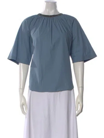 Pre-owned Brunello Cucinelli Crew Neck Short Sleeve Top In Blue
