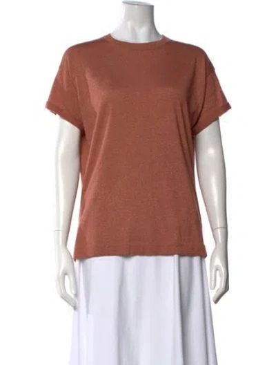 Pre-owned Brunello Cucinelli Crew Neck Short Sleeve T-shirt In Metallic/orange