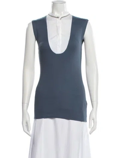 Pre-owned Brunello Cucinelli Crew Neck Sleeveless Top In Blue