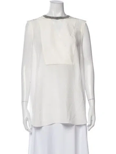 Pre-owned Brunello Cucinelli Crew Neck Sleeveless Top In White