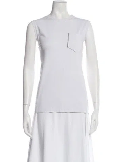 Pre-owned Brunello Cucinelli Crew Neck Sleeveless T-shirt In White