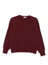 Brunello Cucinelli Crew Neck Cashmere Sweater With Embroidered Detail In Red