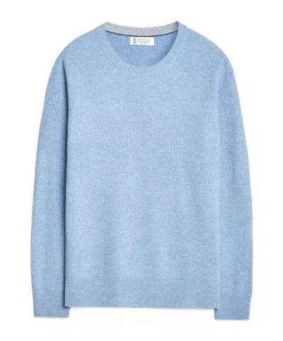 Brunello Cucinelli Crew Neck Sweater In Blue