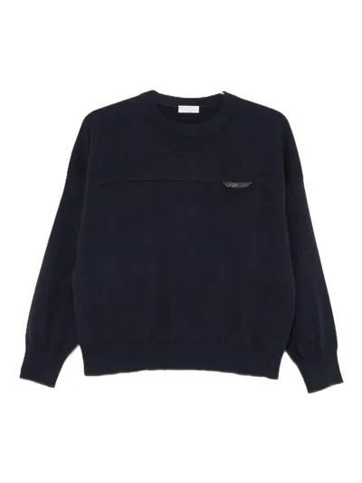 Brunello Cucinelli Crew Neck Sweater In Blue