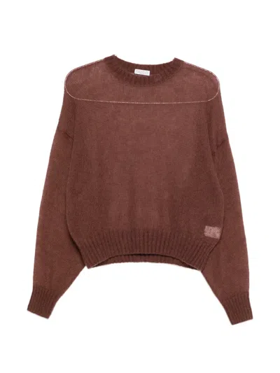 Brunello Cucinelli Crew-neck Sweater In Brown