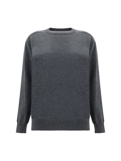 Brunello Cucinelli Crew Neck Sweater In Grey