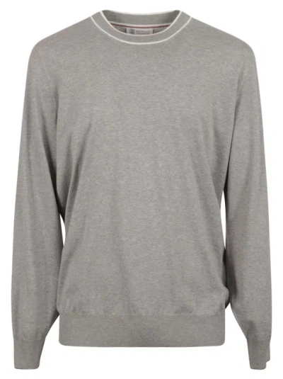 Brunello Cucinelli Crew Neck Sweater In Grey