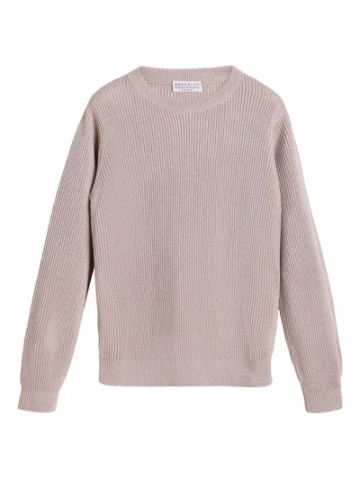 Brunello Cucinelli Kids' Crew-neck Sweater In Neutral