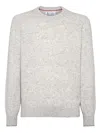 Brunello Cucinelli Irregular Coloration Flecked Alpaca Sweater Clothing In Gray