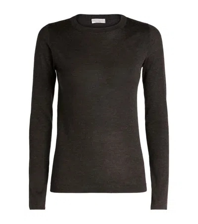 Brunello Cucinelli Crew Neck Sweatshirt In Black