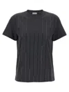 Brunello Cucinelli Striped Sequin Cotton Jersey Short-sleeve T-shirt
