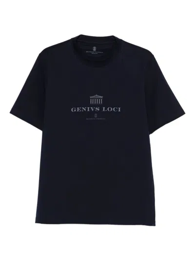 Brunello Cucinelli Crew-neck T-shirt In Blue