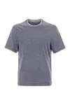 Brunello Cucinelli Crew-neck T-shirt In Linen And Cotton Jersey With Faux Layering In Gray